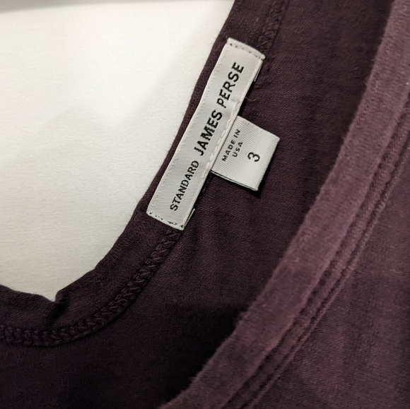 Purple Standard James Perse Fitted Dress, V Neck & Back, Ruched Sides, Sz L - Picture 5 of 9